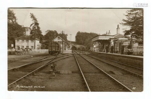 A collection of 13 postcards of railway stations in Kent, in...
