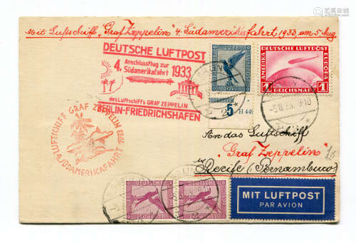 An album of German postal history, including 1929 Zeppelin c...