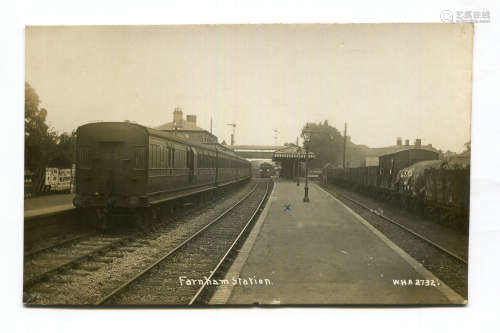 A collection of 18 postcards of railway stations in Surrey, ...