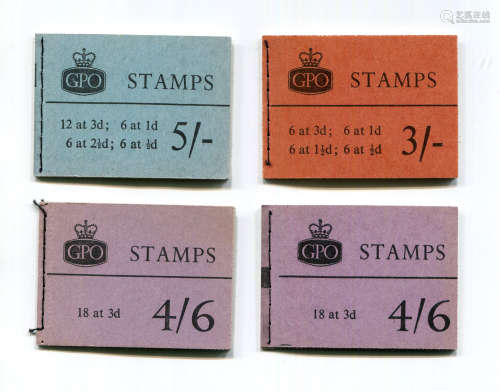 Four Great Britain stamp booklets, comprising 3 shillings (O...