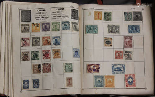 A group of world stamps in Triumph album, two other albums a...