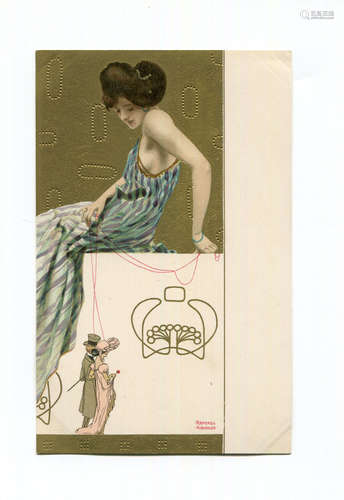 A set of 6 colour lithographic postcards by Raphael Kirchner...