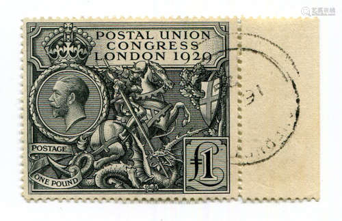 A Great Britain 1929 PUC £1 black stamp, fine used marginal....