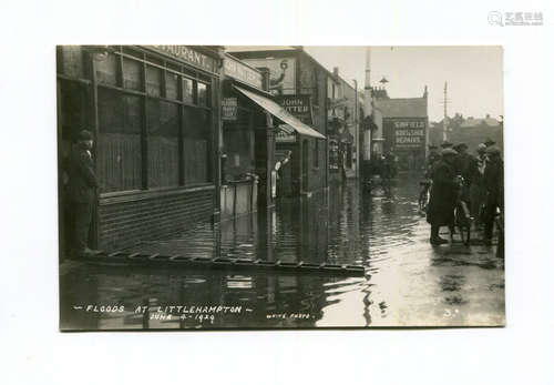 A group of 6 postcards of disasters in Littlehampton, West S...