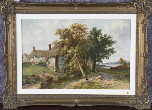 Octavius Thomas Clark - Landscape with Thatched Cottage and ...