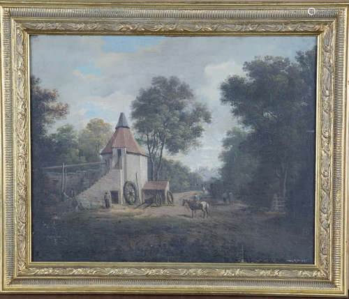 German School - Landscape with Mill and Figures on a Road, 1...