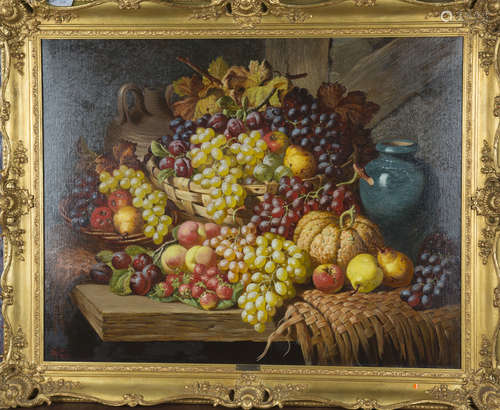 Follower of Charles Thomas Bale - Still Life of Fruit in Bas...