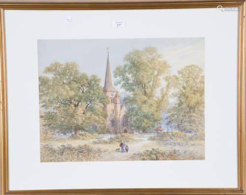 Samuel Read - 'The Village Church', watercolour, signed and ...