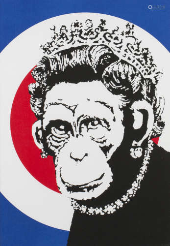 Banksy - Monkey Queen, screen-print in colours on wove paper...