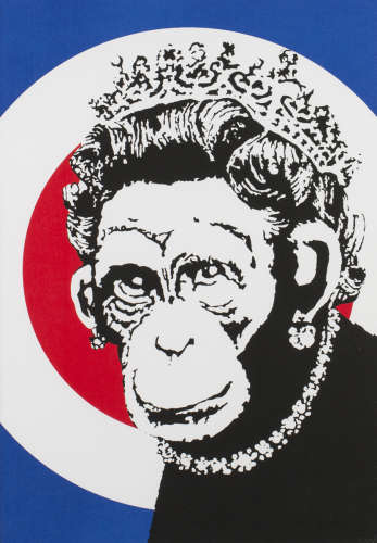 Banksy - Monkey Queen, screen-print in colours on wove paper...