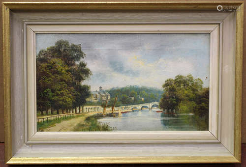 J. Lewis - Views of the Thames, three early 20th century oil...