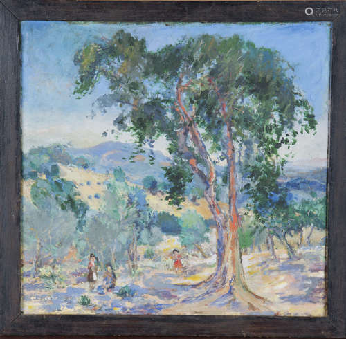 Continental School - Landscape with Trees and Figures, 20th ...