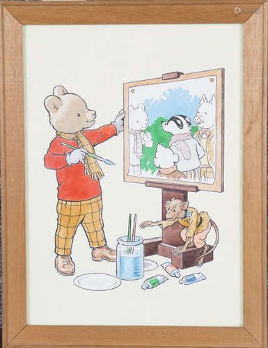 Follower of Alfred Bestall - Rupert the Bear at an Easel pai...