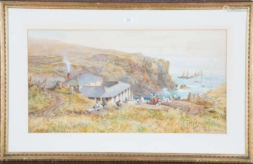 Charles Earle - 'A Cornish Pilchard Station', watercolour he...