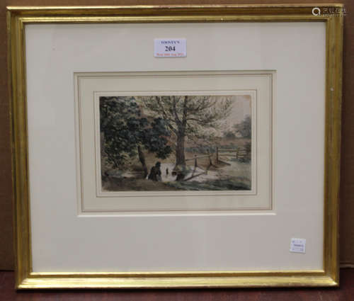 Joshua Cristall - 'A Man Seated by a Pond', late 18th/early ...