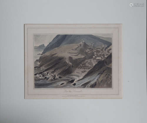 William Daniell - 'Port-Looe, Cornwall', etching with aquati...