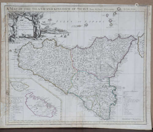 After John Senex - 'Map of the Island and Kingdom of Sicily'...