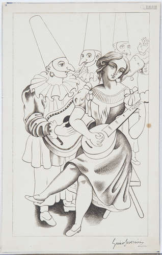 Gino Severini - Colombina, engraving on laid paper, signed i...