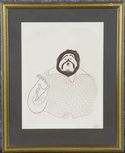 Al Hirschfield - Pavarotti, etching, circa 1981, signed and ...