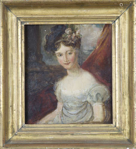 British School - Half Length Portrait of a Lady wearing a Si...