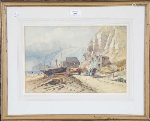 Follower of Thomas Miles Richardson - Coastal Scene with Fis...