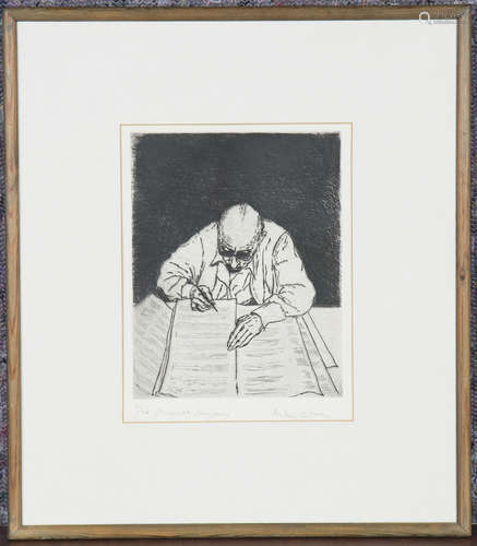 Milein Cosman - 'Stravinsky Composing', 20th century etching...