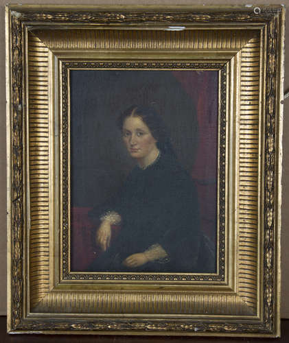 British School - Portrait of a Lady wearing a Black Dress, 1...