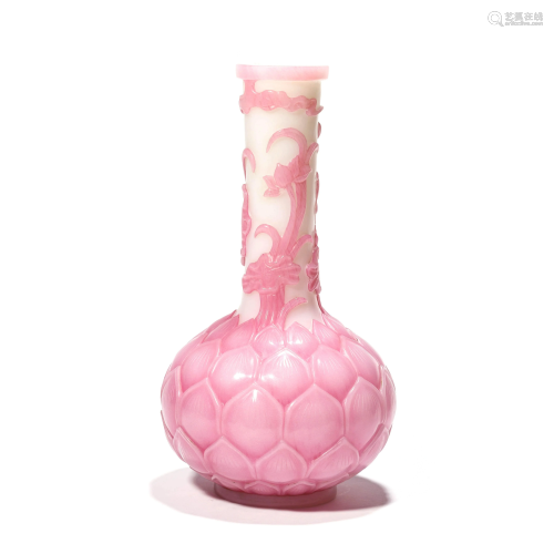 Pink Glass Lotus Vase