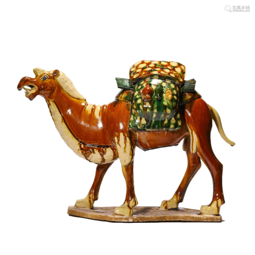 A Porcelain Tri-Color Camel
