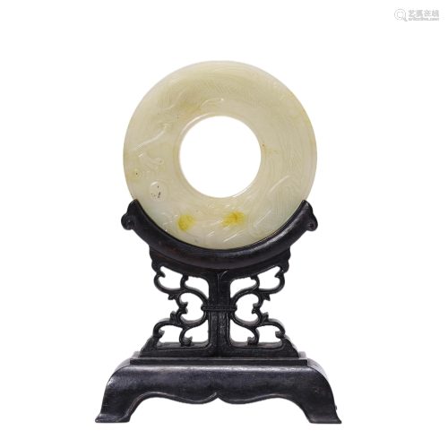 White Jade Dragon Pendant and Stand