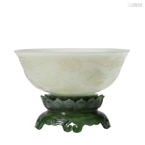 A White Jade Bowl and Stand