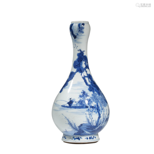 Porcelain Blue and White Story Garlic Head Vase