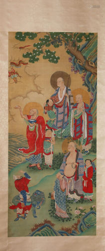 A Scroll Painting of Buddhas