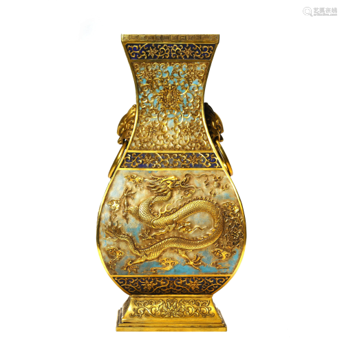 A Gilt-Bronze Dragon Vase