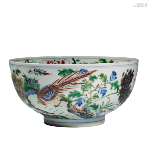 Porcelain Famille-Rose Bird Bowl, Chenghua Mark