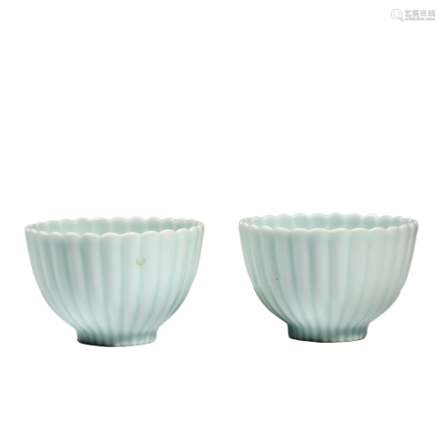 A Pair of Porcelain Lobed Cups