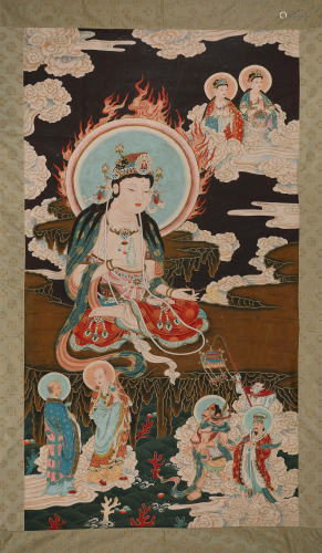 A Scroll Painting of Buddhas