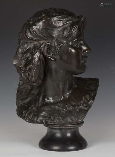 An early 20th century brown patinated cast bronze head and s...