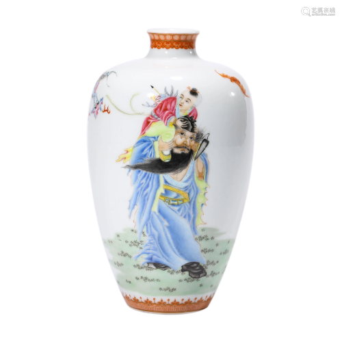 Porcelain Famille-Rose Figure Meiping Vase, Qianlong Ma