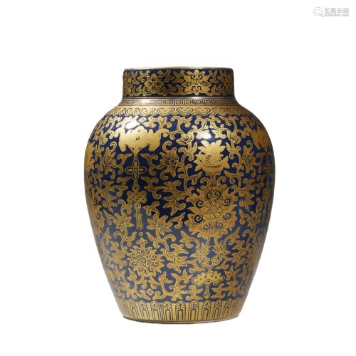 Porcelain Gilt-Inlaid Interlock Branches Jar,Daoguang