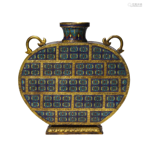 Cloisonne Enamel Moonflask Vase, Qianlong Mark