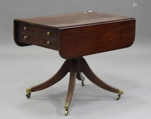 A Regency mahogany single pedestal Pembroke table, fitted wi...