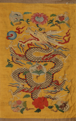 A Silk Scroll Painting of Dragons