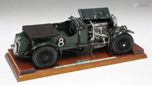 A scale model of a 1930 4½ litre Supercharged Bentley, mount...