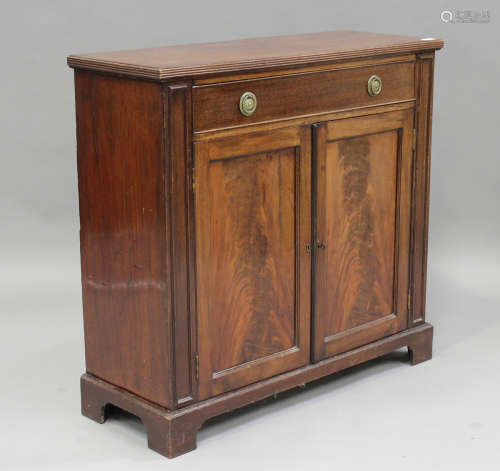 A Victorian mahogany side cabinet, fitted with a drawer abov...