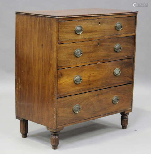A George IV mahogany chest of four graduated long drawers, o...