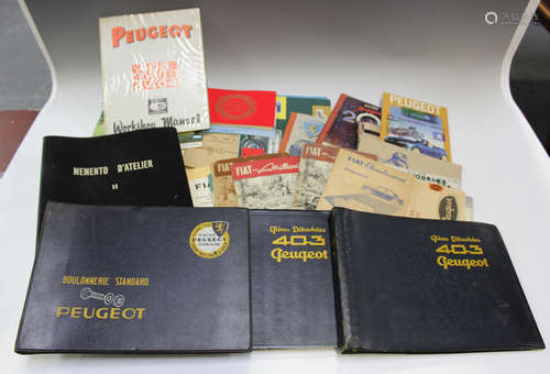 A quantity of motoring ephemera, relating mainly to Peugeot ...