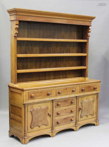 A 19th century Welsh oak and mahogany dresser, the shelf bac...