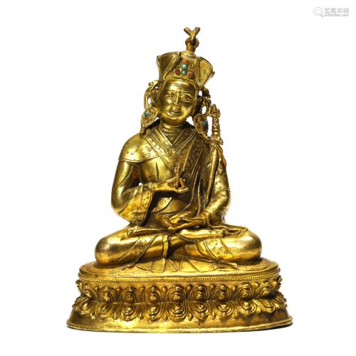 A Gilt-Bronze Padmasambhava Statue