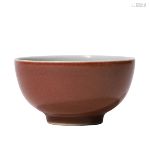 A Porcelain Red-Glazed Cup, Yongzheng Mark